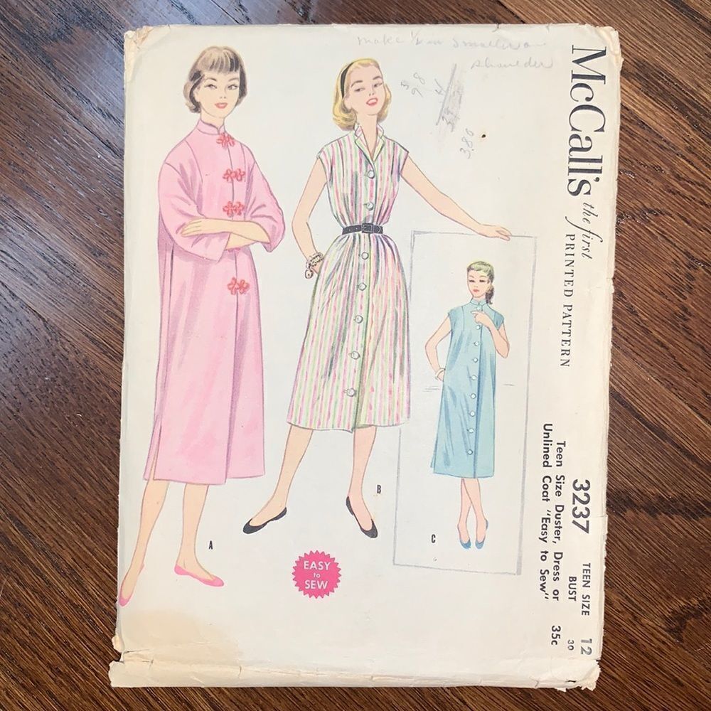 Vtg McCall’s 1955 teen‎ duster or dress pattern